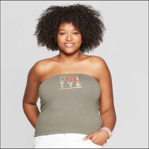 2/$20 Mighty Fine Target Bandeau Tube top Unity Gray Olive Green - Picture 5 of 9